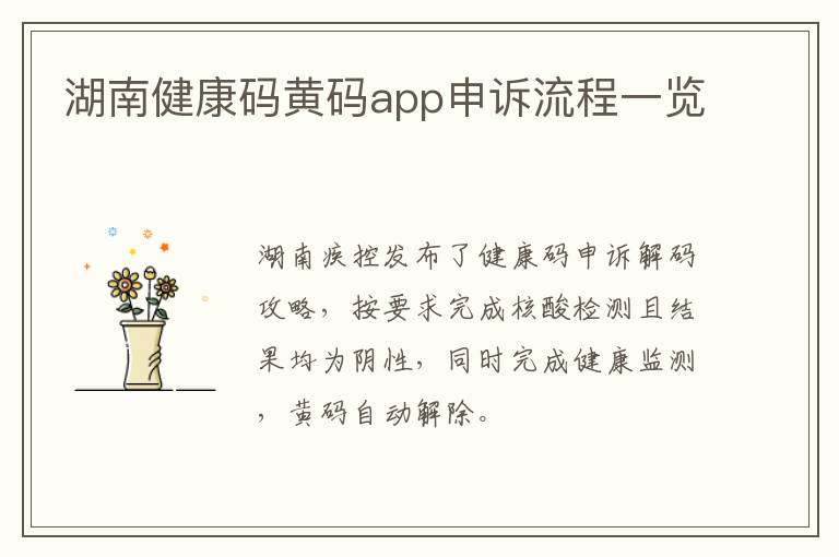 湖南健康码黄码app申诉流程一览